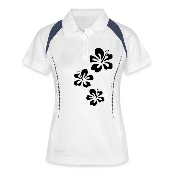 Hibiskus x3 - Frauen Polo atmungsaktiv - Weiß/Navy - Vorne