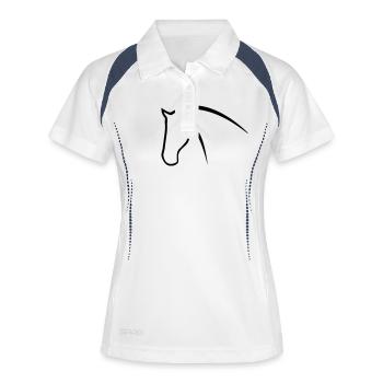 Pferdekopf - Frauen Polo atmungsaktiv - Weiß/Navy - Vorne
