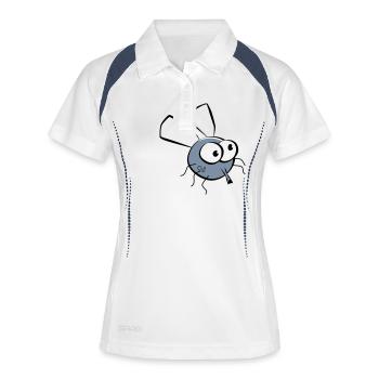Hausfliege - Frauen Polo atmungsaktiv - Weiß/Navy - Vorne