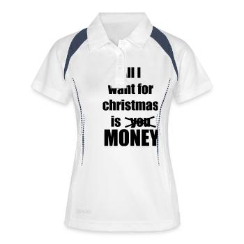 Weihnachten Lied Spruch Geld - Frauen Polo atmungsaktiv - Weiß/Navy - Vorne