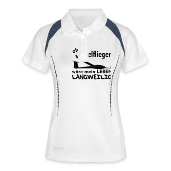 ohne segelfliegen - Frauen Polo atmungsaktiv - Weiß/Navy - Vorne