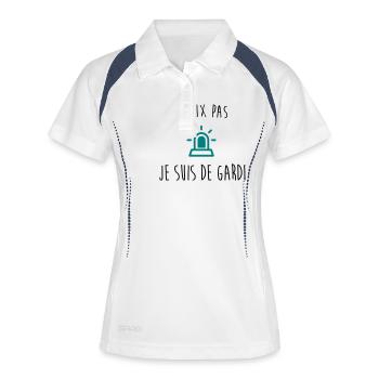 j'peux pas j'suis de garde - Polo respirant Femme - blanc/marine - Devant