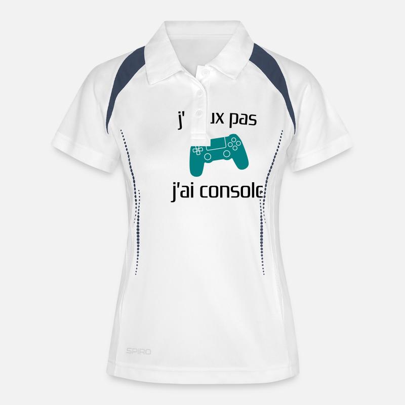 j'peux pas j'ai console - Polo respirant Femme - blanc/marine