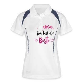 Beste Mama Mutter Muttertag Geschenk - Frauen Polo atmungsaktiv - Weiß/Navy - Vorne