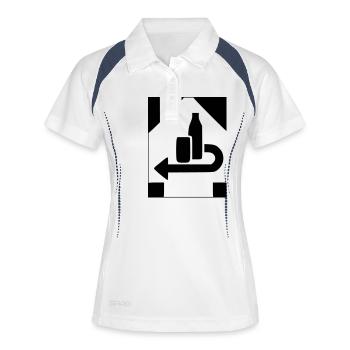 Engagement / canette de bière / bouteille de bière - Polo respirant Femme - blanc/marine - Devant