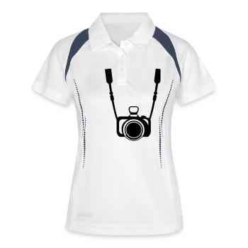 kamera__f1 - Frauen Polo atmungsaktiv - Weiß/Navy - Vorne
