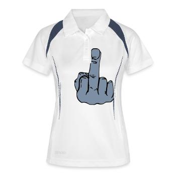 Doigt d'honneur - Polo respirant Femme - blanc/marine - Devant