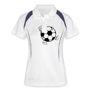 soccer sport club huge kicker goal ball ball - Women's Polo breathable - white/navy - Front