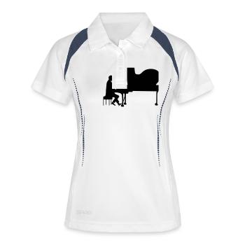 pianiste - Polo respirant Femme - blanc/marine - Devant