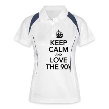 Keep Calm And Love The 90´s - Frauen Polo atmungsaktiv - Weiß/Navy - Vorne