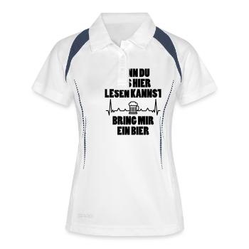 Wenn Du das hier lesen kannst bring mir ein Bier - Frauen Polo atmungsaktiv - Weiß/Navy - Vorne