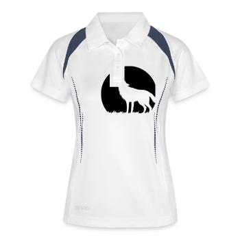 Howling Wolf At Full Moon (1C) - Women's Polo breathable - white/navy - Front