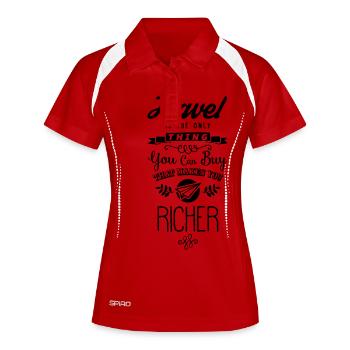 travel makes you richer - Frauen Polo atmungsaktiv - Weiß/Navy - Vorne