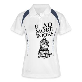 Read More Books - Frauen Polo atmungsaktiv - Weiß/Navy - Vorne