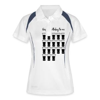 shots 18 happy birthday design - Frauen Polo atmungsaktiv - Weiß/Navy - Vorne