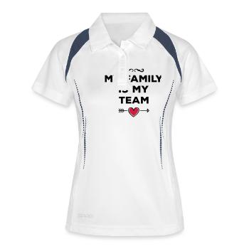 my family is my team heart - Frauen Polo atmungsaktiv - Weiß/Navy - Vorne