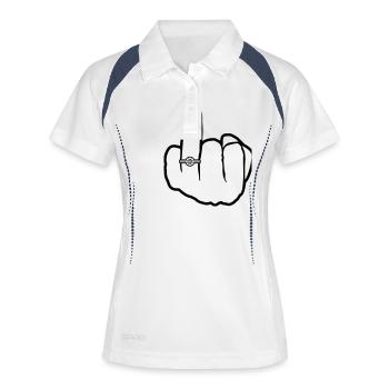 Wedding ring hand wedding - Women's Polo breathable - white/navy - Front