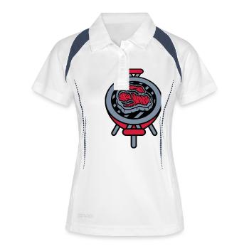 Kleiner Grill Steak BBQ - Frauen Polo atmungsaktiv - Weiß/Navy - Vorne