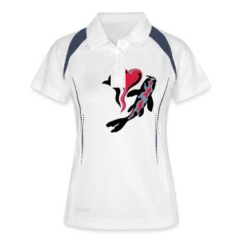 J’adore le poisson Koi - Polo respirant Femme - blanc/marine - Devant