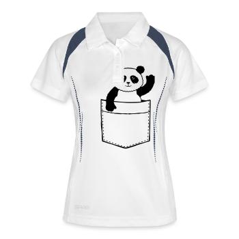 Travel Breast Bag Panda Bear Waving Friendly - Women's Polo breathable - white/navy - Front
