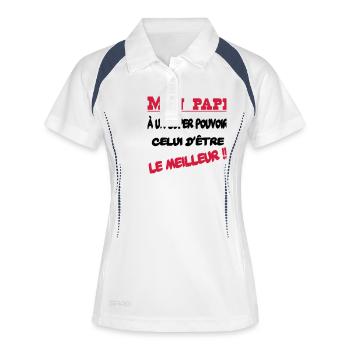 Mon papi est le meilleur - Polo respirant Femme - blanc/marine - Devant