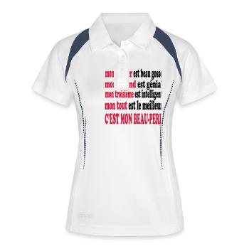 Mein Schwiegervater ist gutaussehend - Frauen Polo atmungsaktiv - Weiß/Navy - Vorne