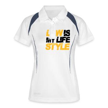 low is my lifestyle - Frauen Polo atmungsaktiv - Weiß/Navy - Vorne
