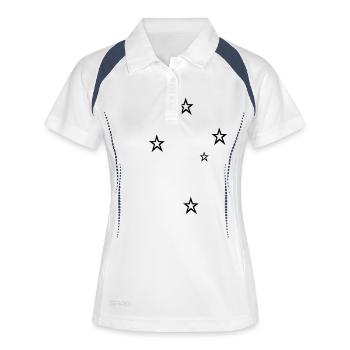 Southern Cross Sterne - Frauen Polo atmungsaktiv - Weiß/Navy - Vorne