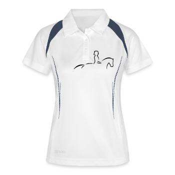 Dressurpferd2.ai - Polo respirant Femme - blanc/marine - Devant