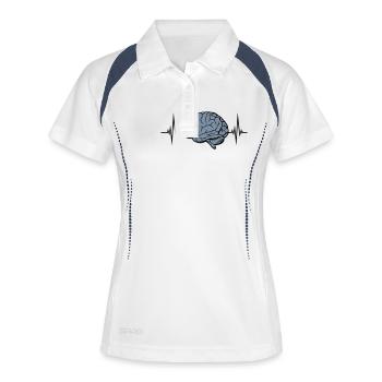 Herzschlag Puls Gehirn - Frauen Polo atmungsaktiv - Weiß/Navy - Vorne