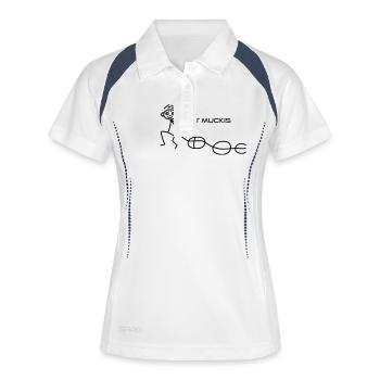 Steine schleppen gibt Muckis - Frauen Polo atmungsaktiv - Weiß/Navy - Vorne