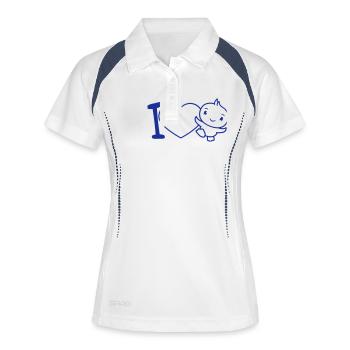 J’aime oiseau coeur symbole amour heureux mignon - Polo respirant Femme - blanc/marine - Devant