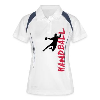 Handball - seitlich - Frauen Polo atmungsaktiv - Weiß/Navy - Vorne