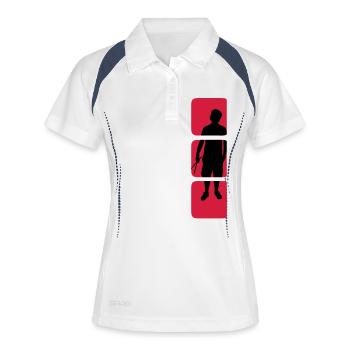 Motif de la bande batteur musicien - Polo respirant Femme - blanc/marine - Devant