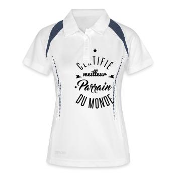 meilleur parrain - Polo respirant Femme - blanc/marine - Devant