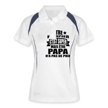 être pompier c'est super être papa pas de prix - Polo respirant Femme - blanc/marine - Devant