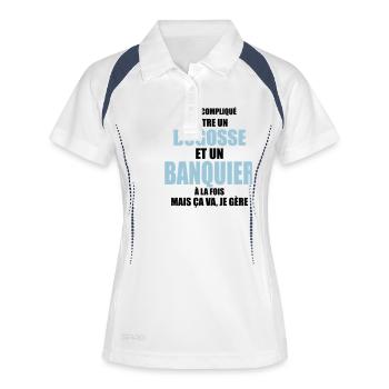 c'est compliqué d'être un bogosse et un banquier - Polo respirant Femme - blanc/marine - Devant