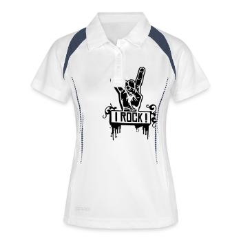 I ROCK - Frauen Polo atmungsaktiv - Weiß/Navy - Vorne