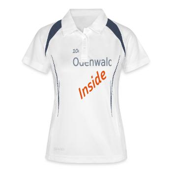 100% odenwald inside - Frauen Polo atmungsaktiv - Weiß/Navy - Vorne
