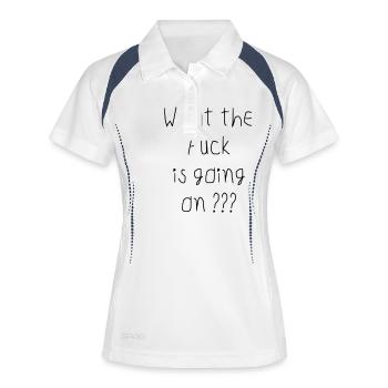 what the fuck is going on - Frauen Polo atmungsaktiv - Weiß/Navy - Vorne