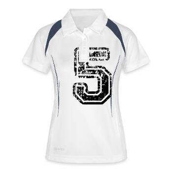 5 - Nummer - Frauen Polo atmungsaktiv - Weiß/Navy - Vorne