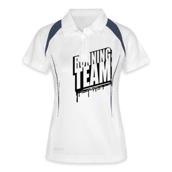 Running team group crew runner graffiti - Women's Polo breathable - white/navy - Front