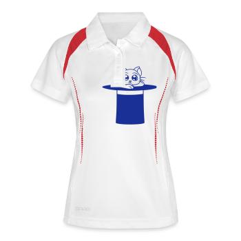 Chapeau haut de forme magique enchanté Chat sorcier - Polo respirant Femme - blanc/marine - Devant