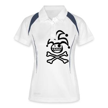 narrenpirat - Frauen Polo atmungsaktiv - Weiß/Navy - Vorne
