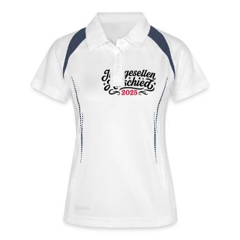 Junggesellen Abschied 2025 - Frauen Polo atmungsaktiv - Weiß/Navy - Vorne