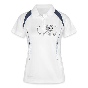2 Schafe Sonnenbrille Party Schäfchen Team Freunde - Frauen Polo atmungsaktiv - Weiß/Navy - Vorne