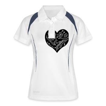 Technik Herz - Frauen Polo atmungsaktiv - Weiß/Navy - Vorne