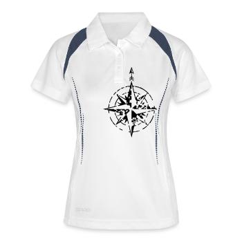 windrose_02_c_1c - Frauen Polo atmungsaktiv - Weiß/Navy - Vorne