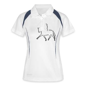 dressurpferd - Frauen Polo atmungsaktiv - Weiß/Navy - Vorne