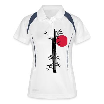 sun bamboo japanese chinese tree plant sil - Women's Polo breathable - white/navy - Front